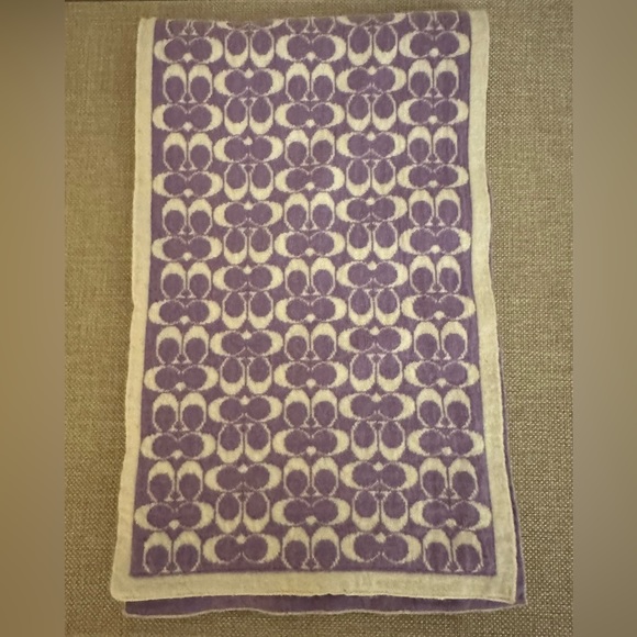 Coach purple signature c scarf merino wool EUC - Picture 1 of 3
